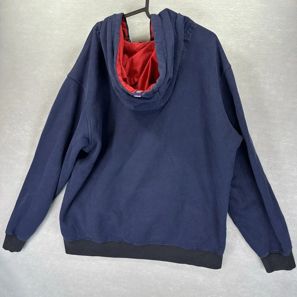 Vtg 90s Polo Sport Ralph Lauren Zip Up Hoodie XXL Navy Red Nylon Hooded Jacket